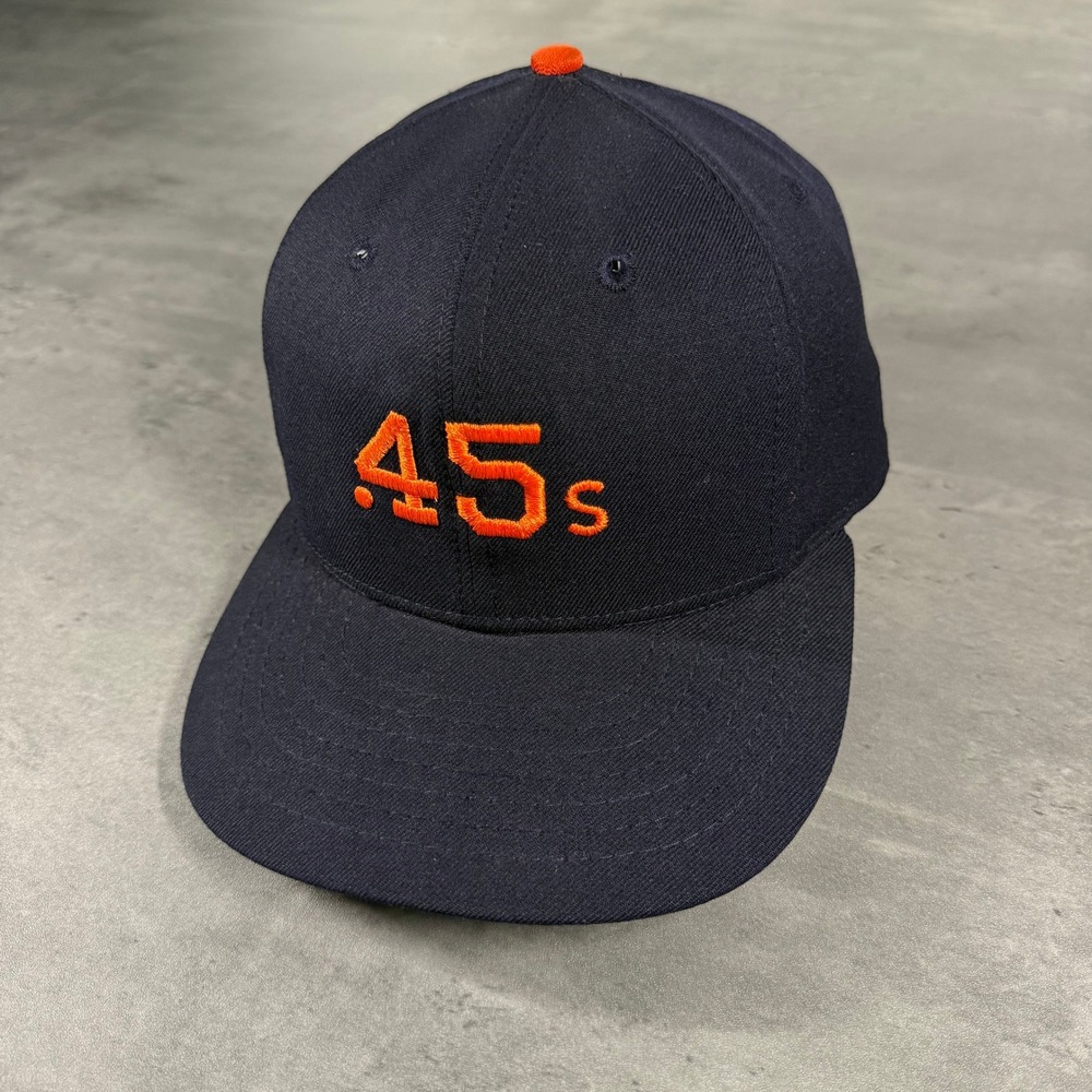 Vintage Roman Pro Colt 45s Hat 7 1/4 Fitted Navy Orange Wool USA Made 60s 70s